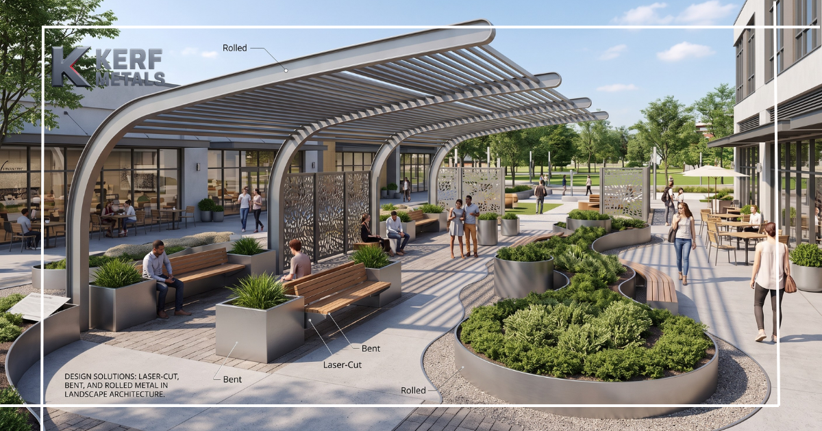 Laser-Cut, Bent, and Rolled Metal for Landscape Architecture featured
